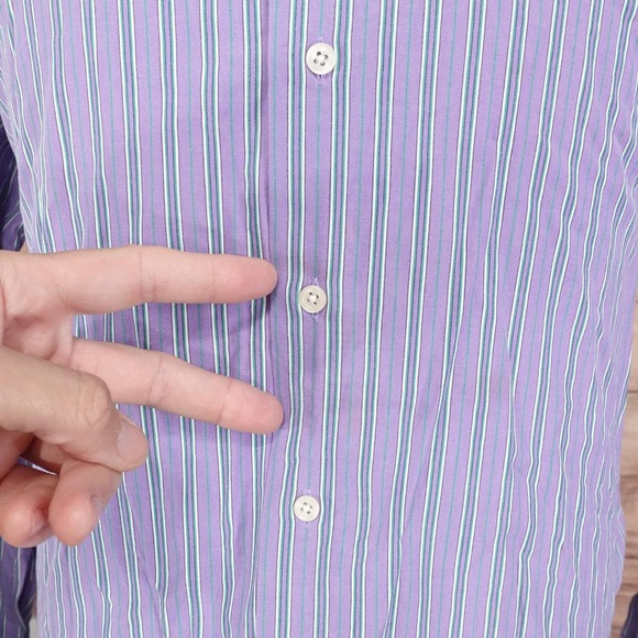 Ralph Lauren Shirt Mens 2XL Purple Striped MCMEEL Button Down Long Sleeve Cotton - Picture 4 of 9